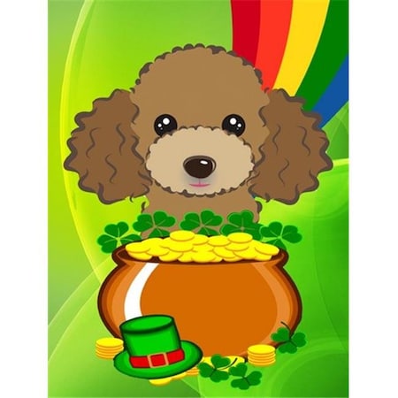 Chocolate Brown Poodle St. Patricks Day Flag Garden